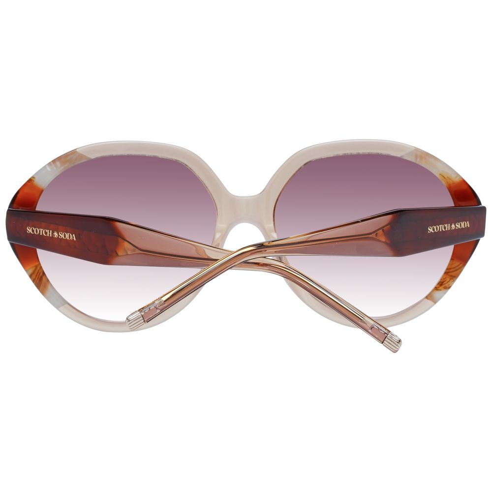 Scotch & Soda Women’s Sunglasses – Brown Round Frame with Gradient Lenses, 58mm