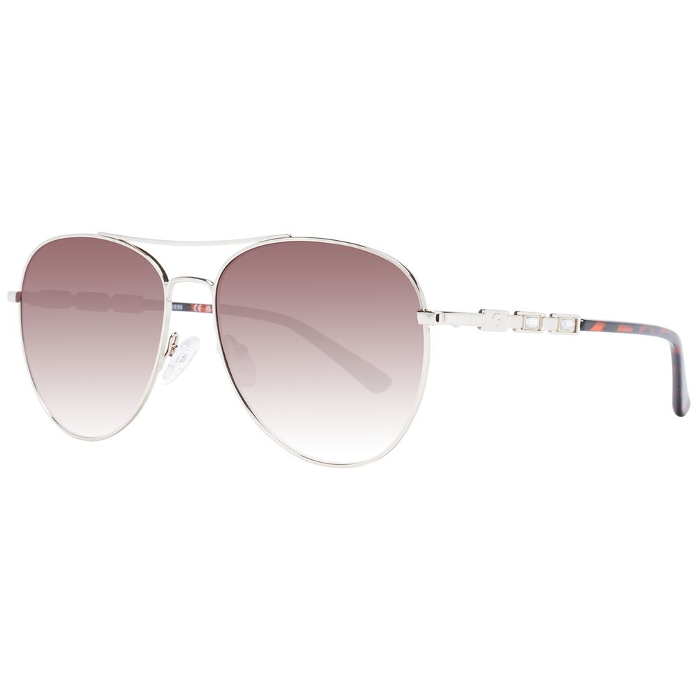 Guess Women’s Silver Aviator Sunglasses with Brown Gradient Lenses
