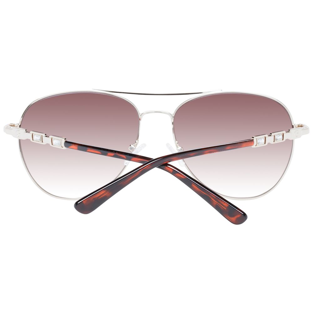 Guess Women’s Silver Aviator Sunglasses with Brown Gradient Lenses