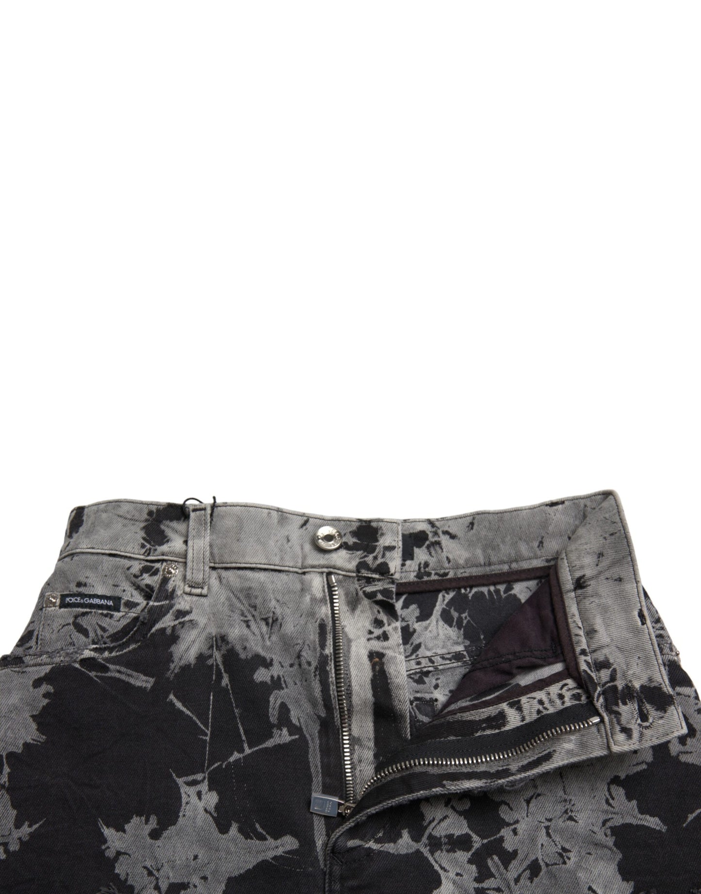 - Chic High Waist Mini Denim Skirt with Lace Trim