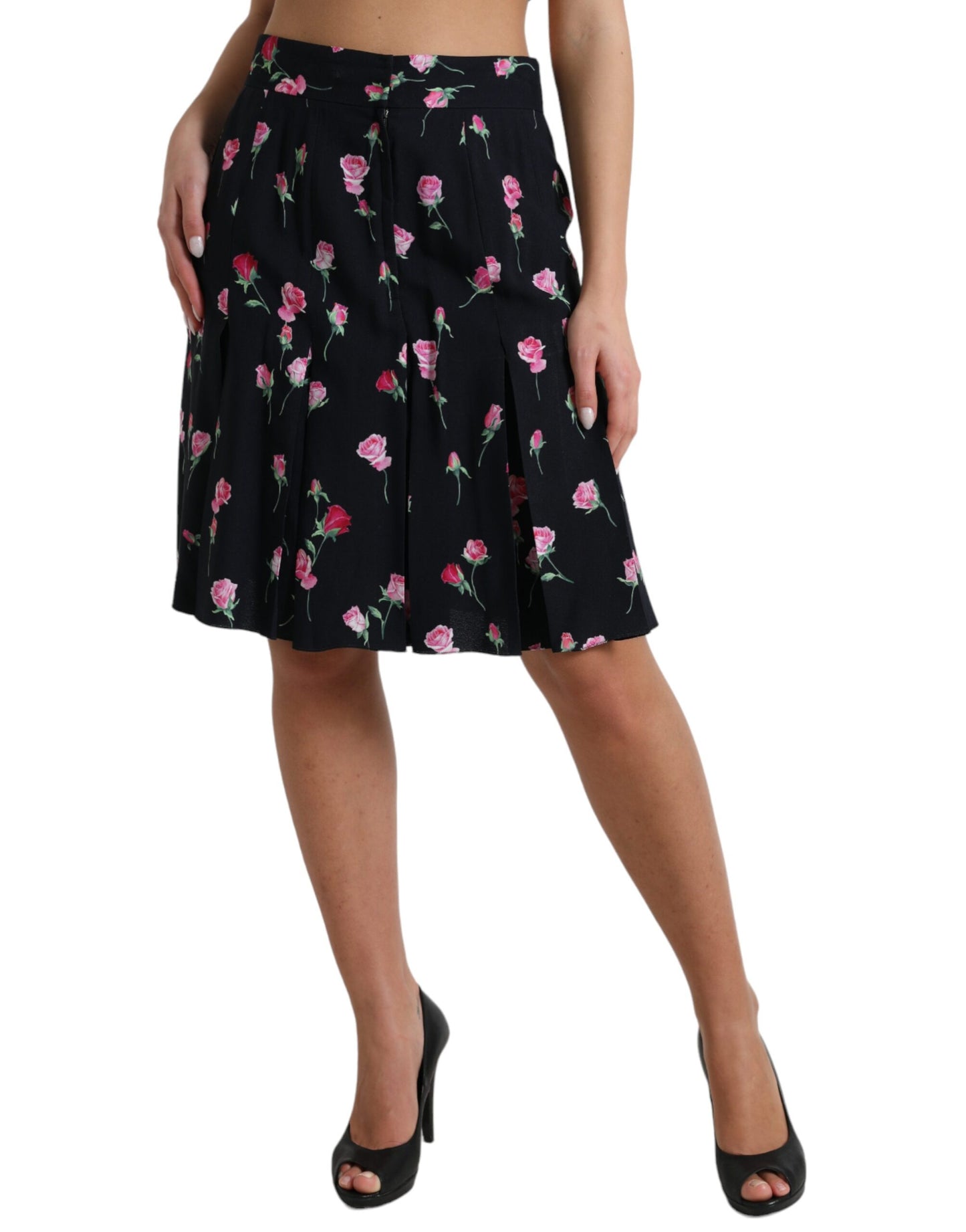 - Elegant Floral A-Line Knee-Length Skirt