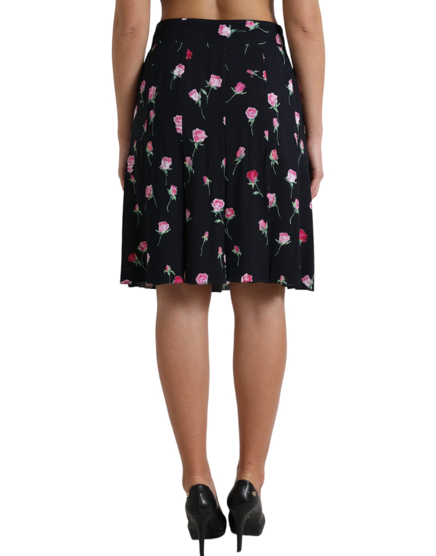 - Elegant Floral A-Line Knee-Length Skirt