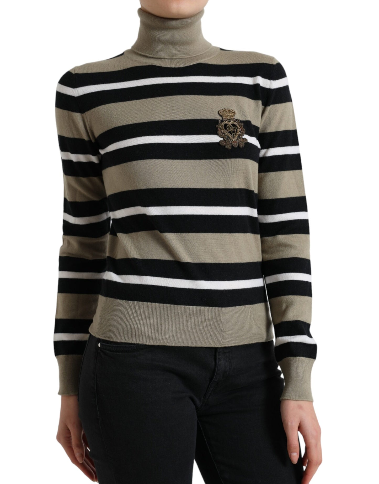 - Multicolor Striped Wool Turtleneck Sweater