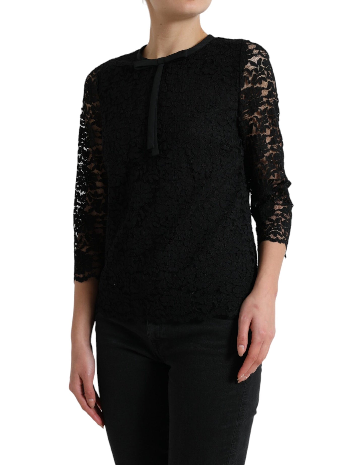 - Elegant Floral Lace Long Sleeve Top