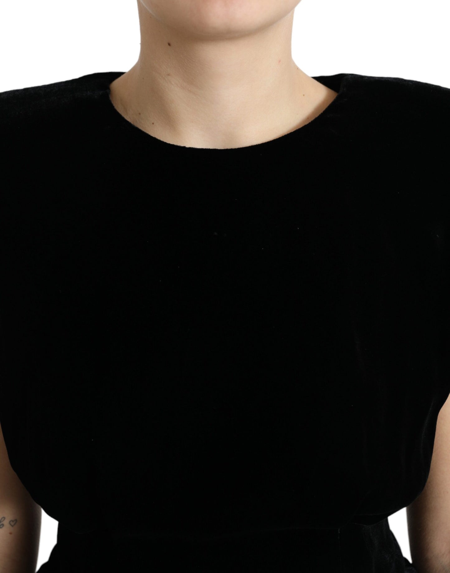 Dolce & Gabbana Black Velvet Exaggerated Shoulder Top