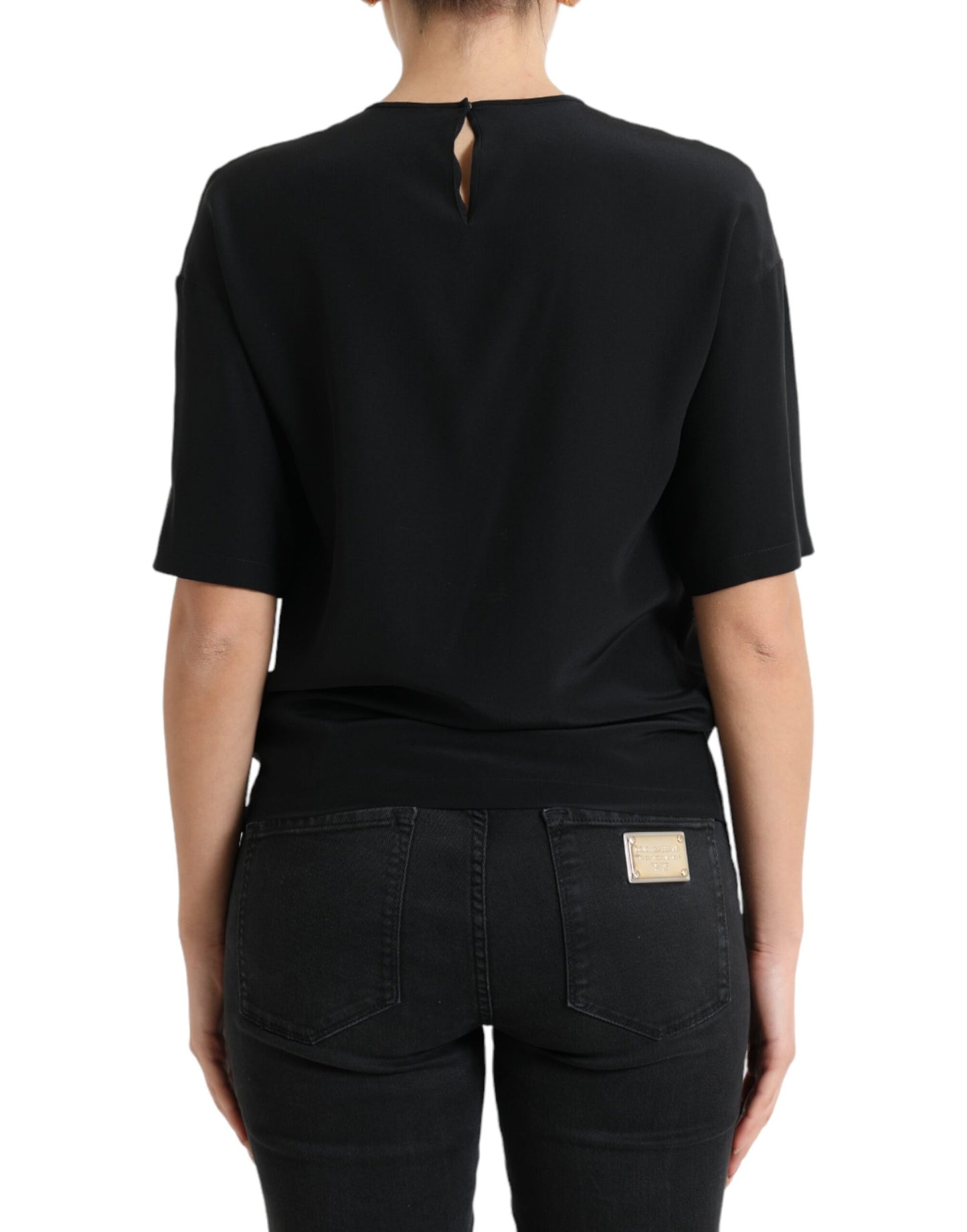 - Elegant Silk Blend Round Neck Blouse