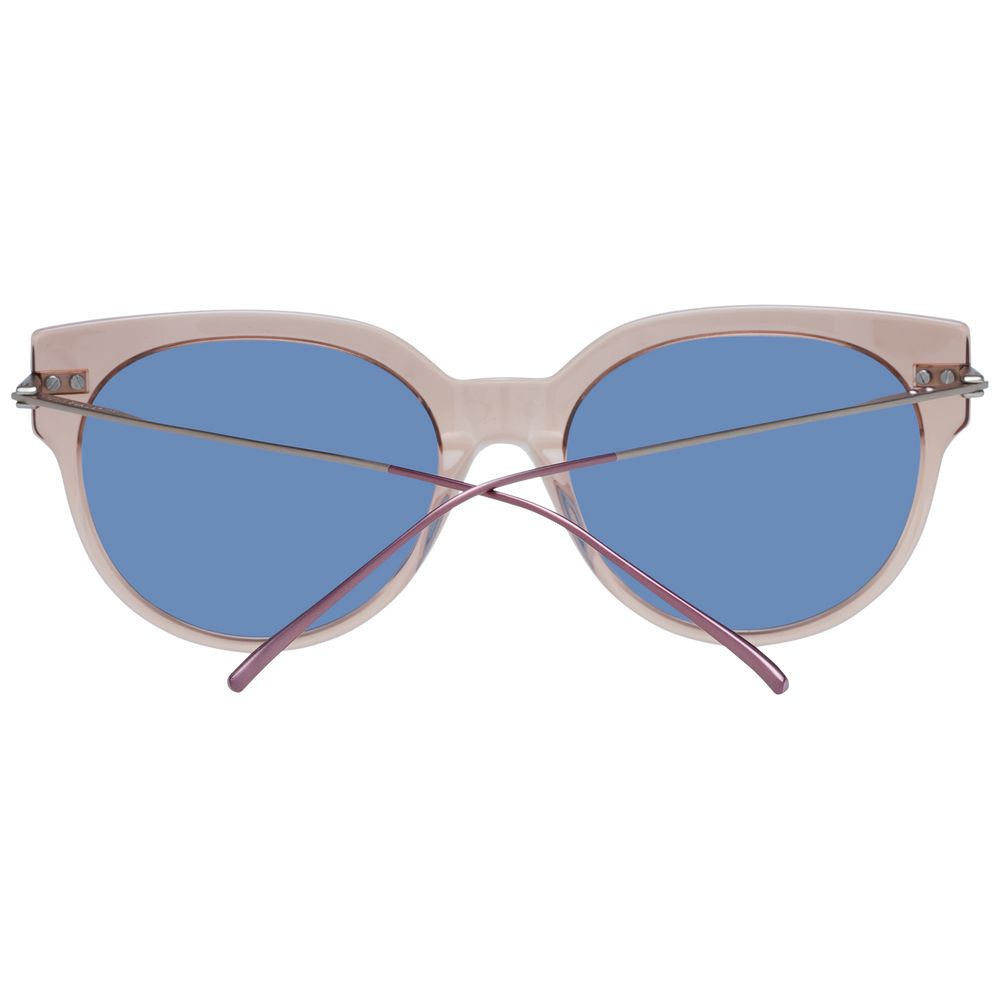 Scotch & Soda Women’s Sunglasses – Brown Round Frame with Blue Lenses, 55mm