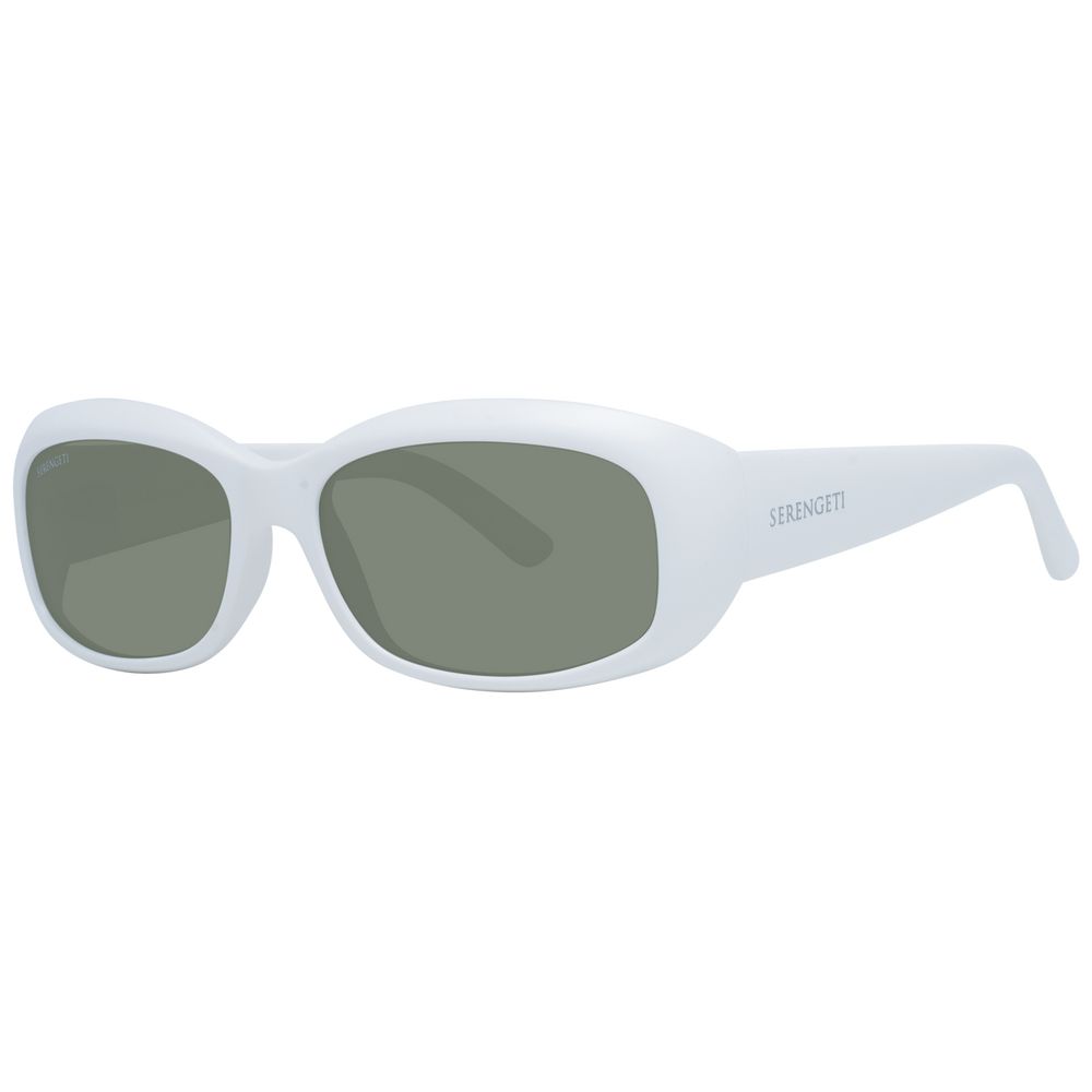Serengeti Women’s Sunglasses – White Rectangle Frame with Green Polarized Lenses, 56mm