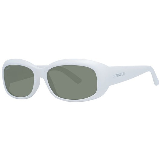 Serengeti Women’s Sunglasses – White Rectangle Frame with Green Polarized Lenses, 56mm