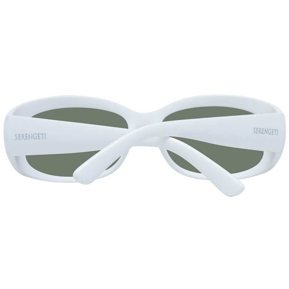 Serengeti Women’s Sunglasses – White Rectangle Frame with Green Polarized Lenses, 56mm
