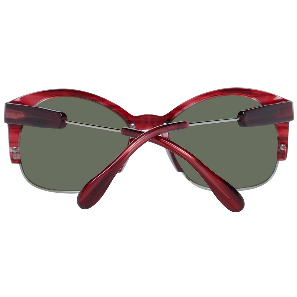 Serengeti Red Unisex Sunglasses – Round Framed with Green Polarized Lenses, 53mm