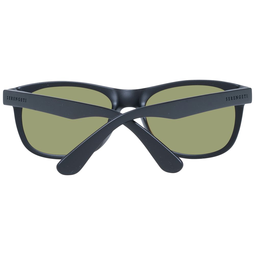Serengeti Unisex Sunglasses – Black Rectangle Frame with Brown Lenses, 55mm