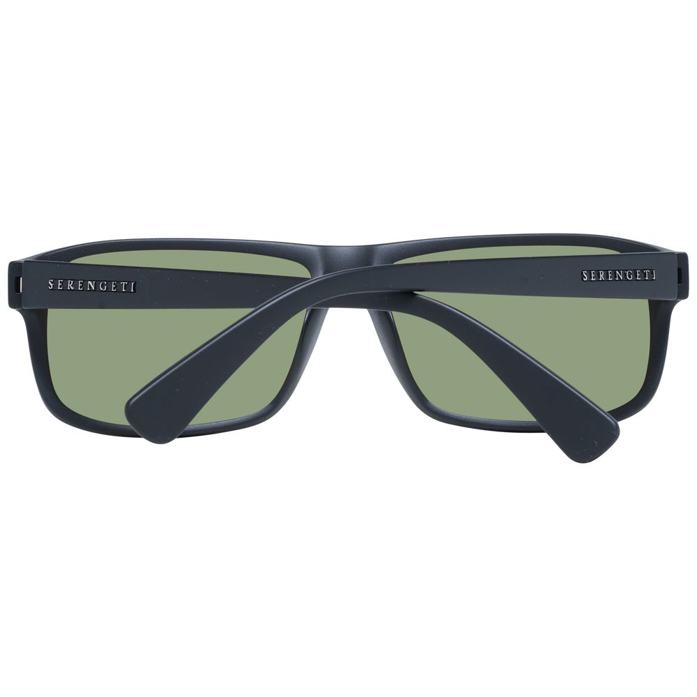 Serengeti Black Unisex Sunglasses – Polarized Green Lenses, 61mm