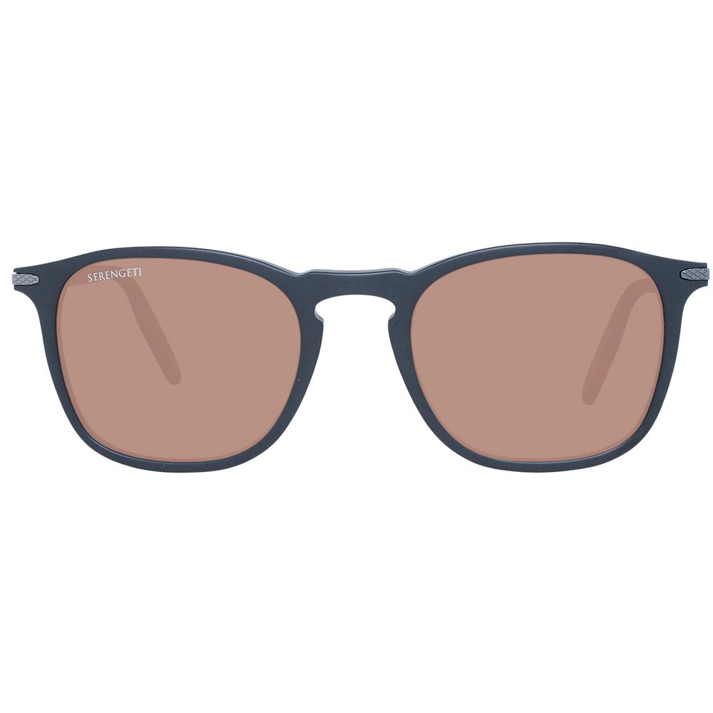 Serengeti Black Unisex Sunglasses – Stylish Square Frames with Brown Lenses, 51mm