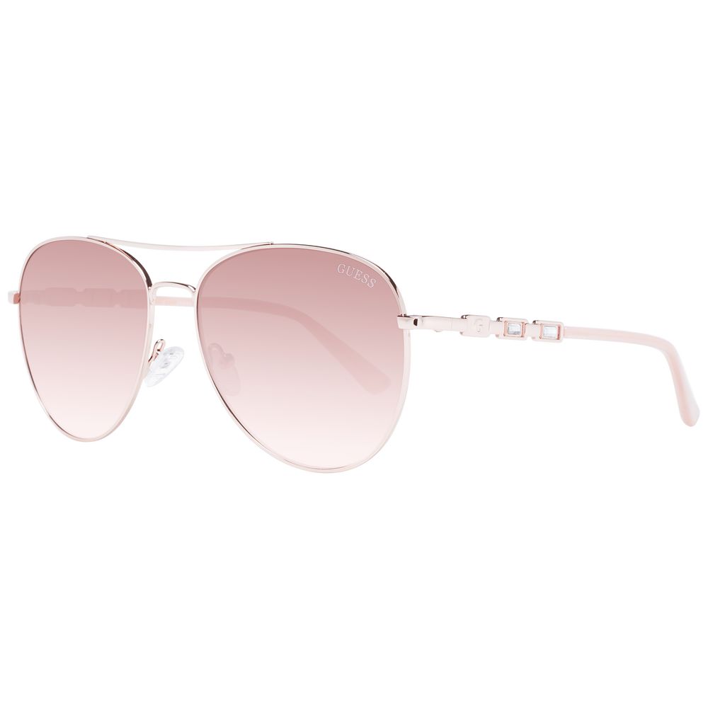 Guess Women’s Sunglasses – Rose Gold Aviator Frame with Brown Gradient Lenses, 59mm