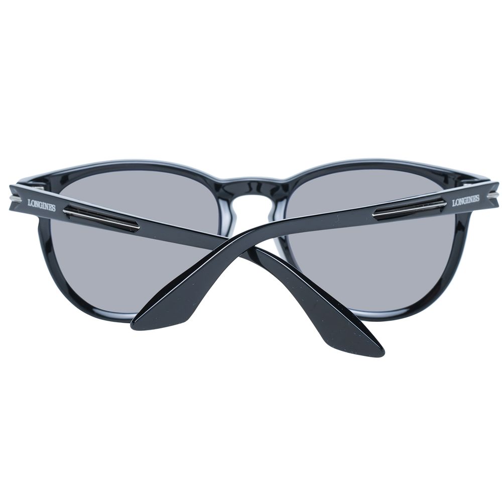Longines Unisex Sunglasses – Black Round Frame with Grey Gradient Lenses, 54mm