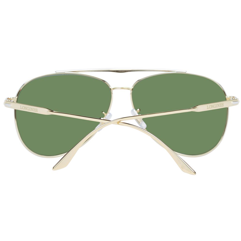 Longines Men's Gold Aviator Sunglasses with Green Lenses, 59mm