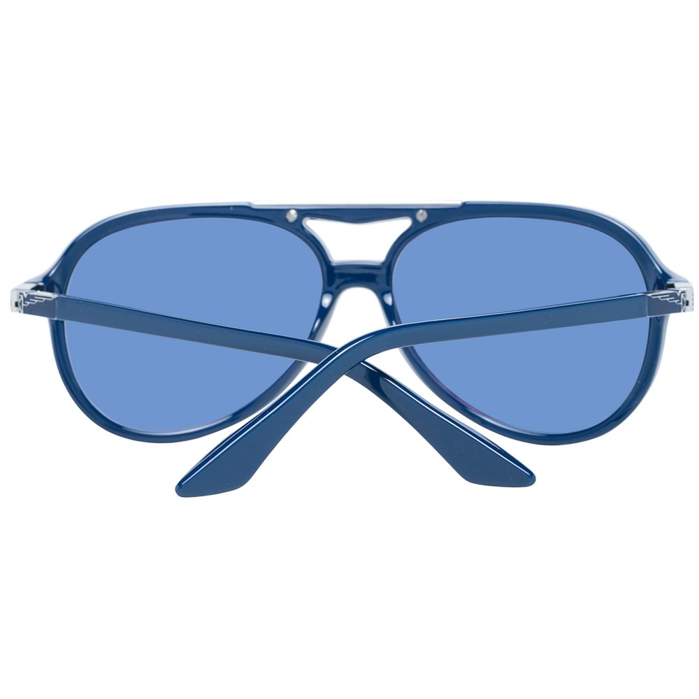 Longines Men's Aviator Sunglasses – Black Frame with Blue Mirrored Lenses