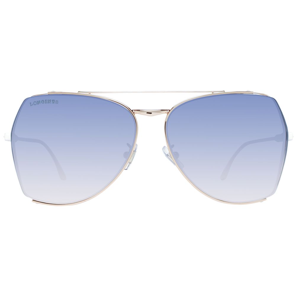 Longines Women’s Sunglasses – Gold Aviator Frame with Blue Gradient Lenses, 62mm