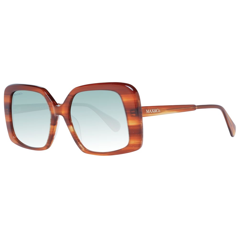 Max & Co Women’s Sunglasses – Chic Brown Square Frame with Green Gradient Lenses, 55mm