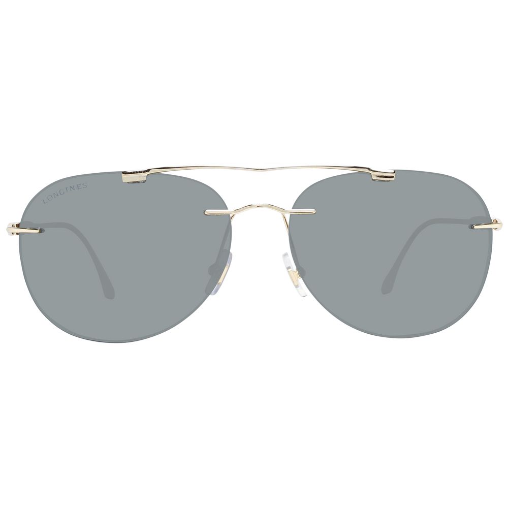 Longines Gold Men's Aviator Sunglasses – Elegant Rimless Design with Grey Lenses, 62mm