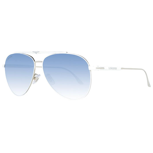 Longines Men’s Sunglasses – White Aviator Frame with Blue Mirrored Lenses, 59mm