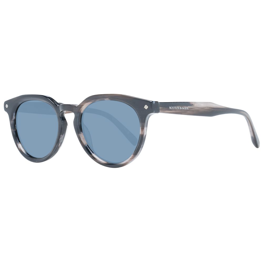 Scotch & Soda Men's Sunglasses - Black Panto Frame with Grey Lenses, 50mm