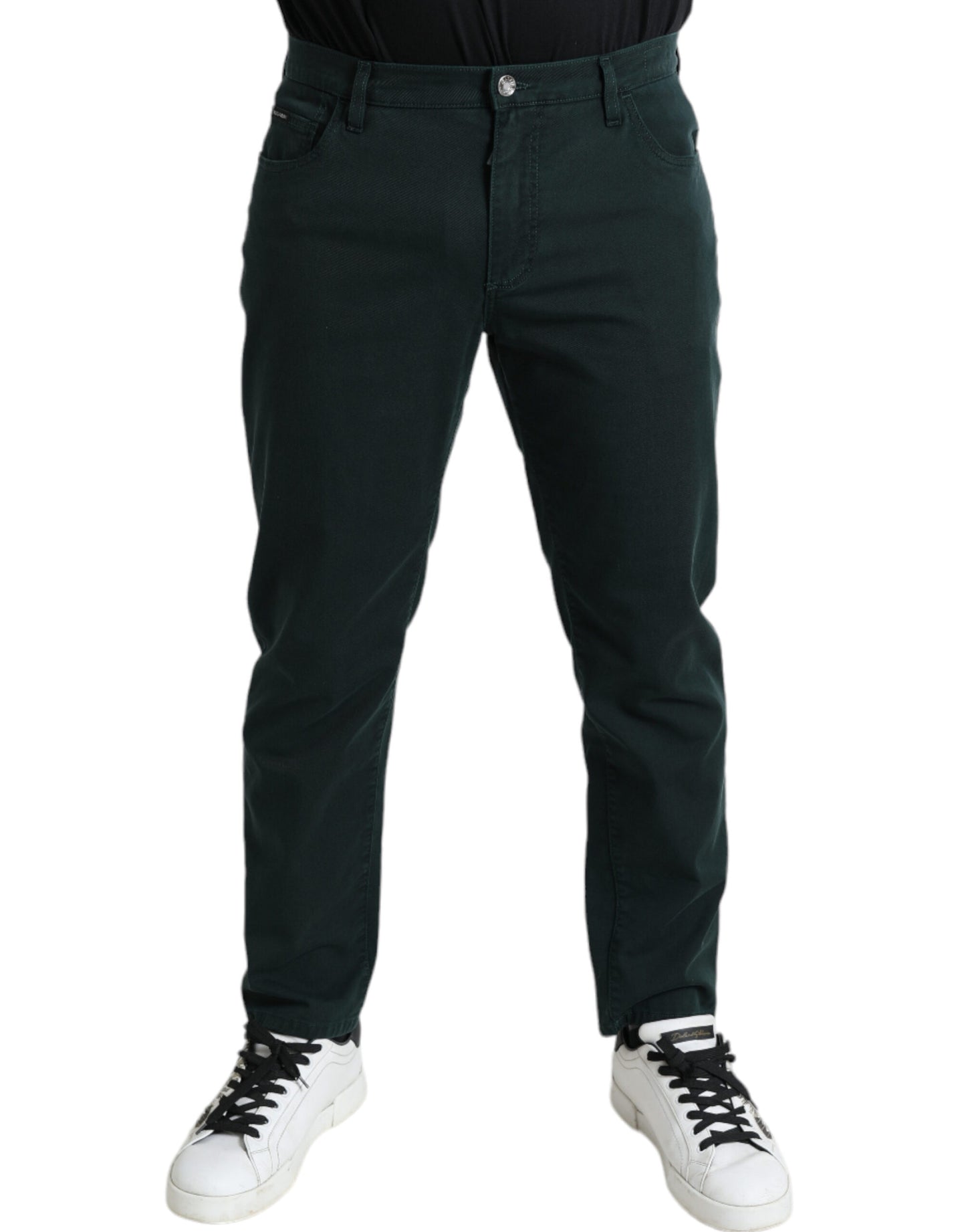 - Elegant Green Skinny Cotton Jeans