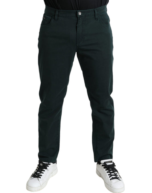 - Elegant Green Skinny Cotton Jeans