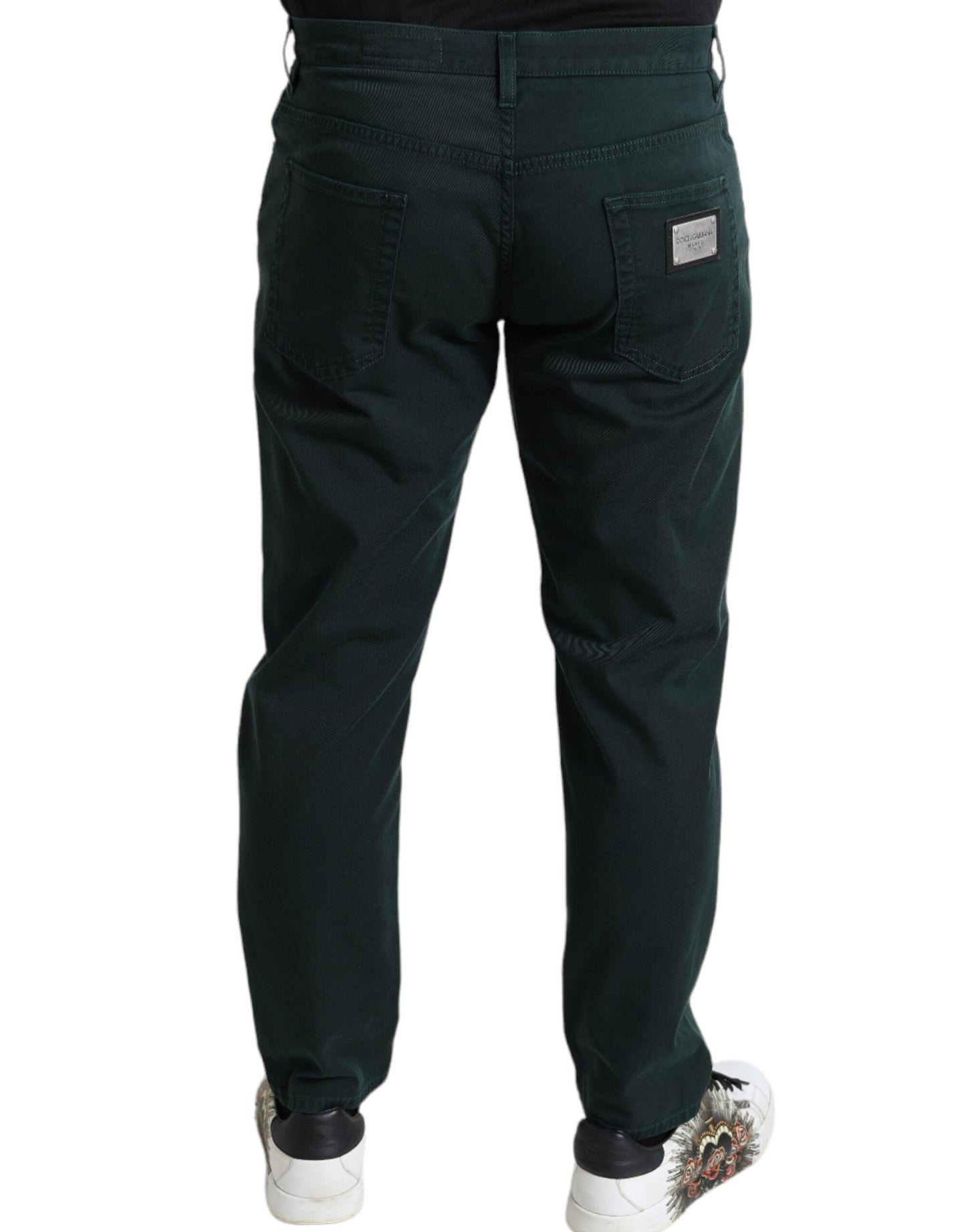 - Elegant Green Skinny Cotton Jeans