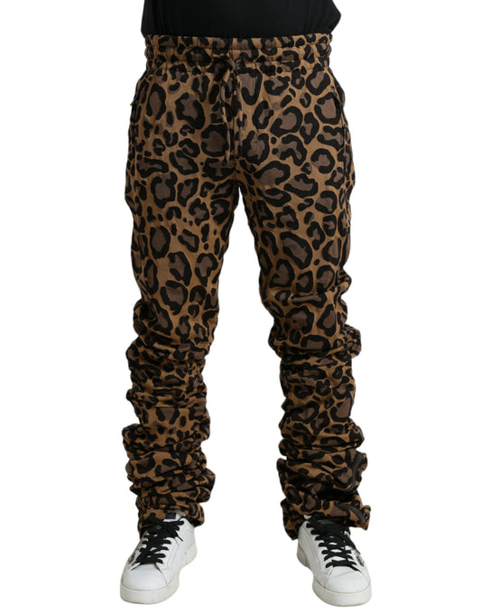 - Brown Leopard Print Jogger Pants
