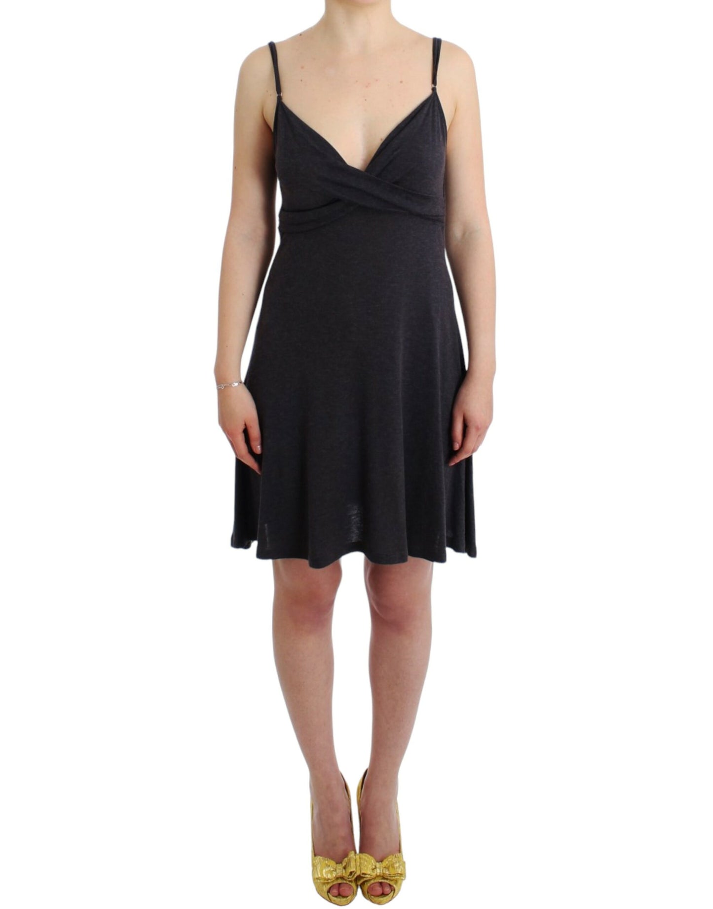 - Chic Gray Knee-Length Spaghetti Strap Dress