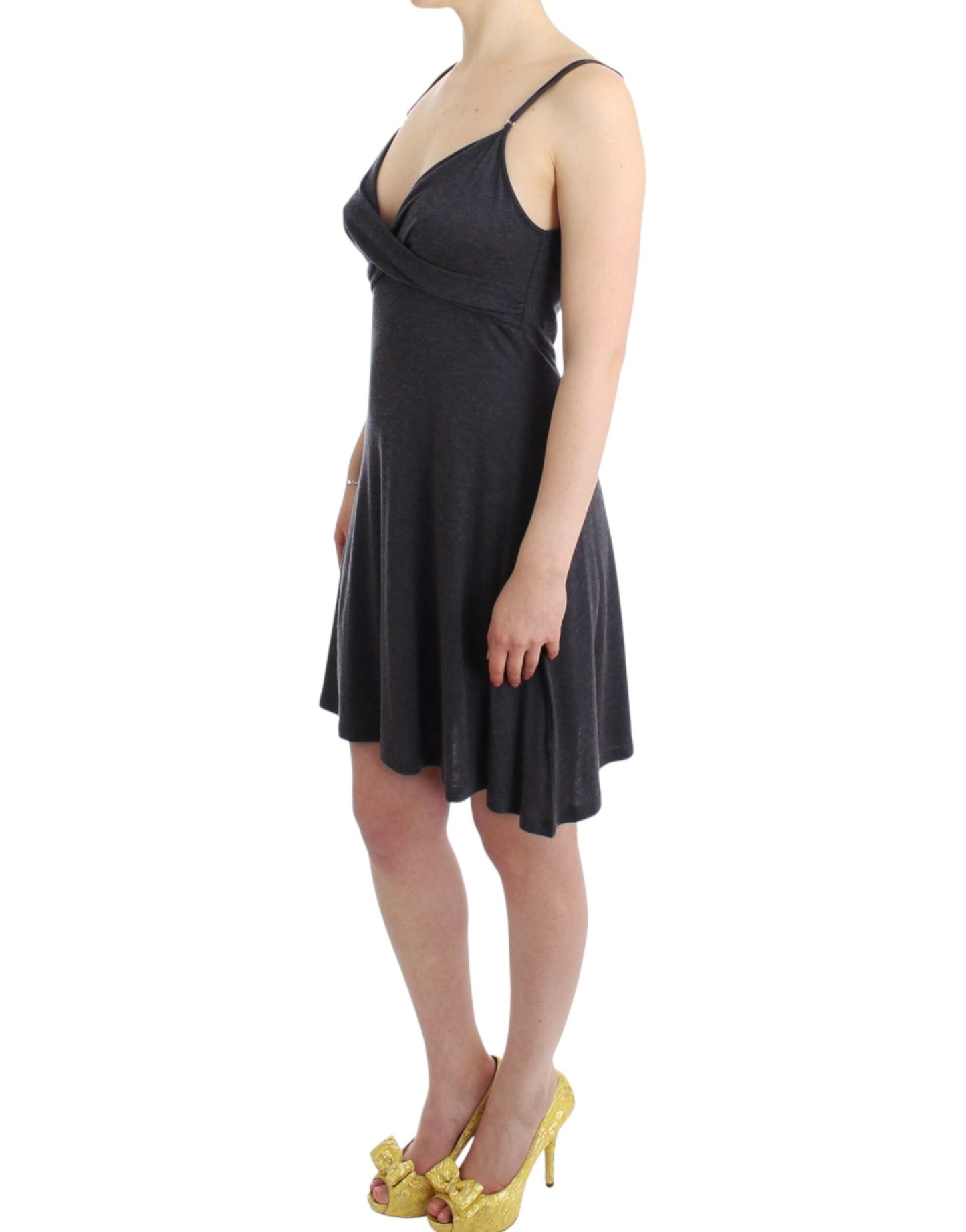 - Chic Gray Knee-Length Spaghetti Strap Dress