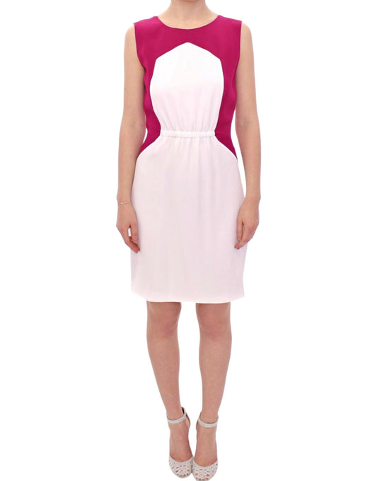 - Chic Pink & White Shift Dress