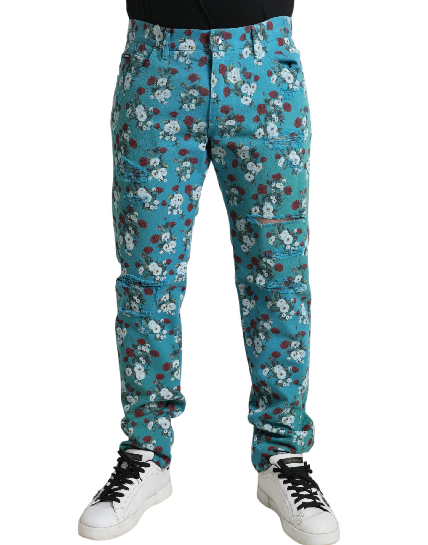 - Chic Floral Skinny Denim Jeans