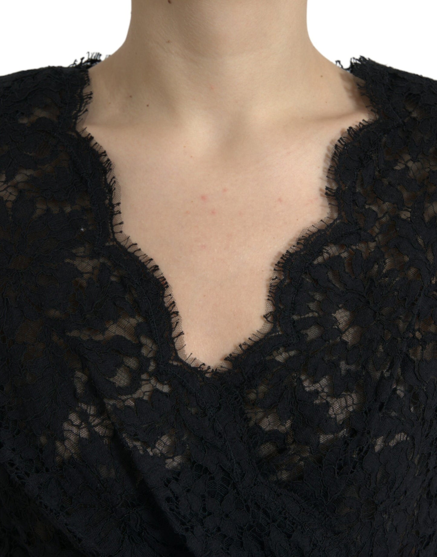 - Elegant Black Floral Lace Sheath Mini Dress