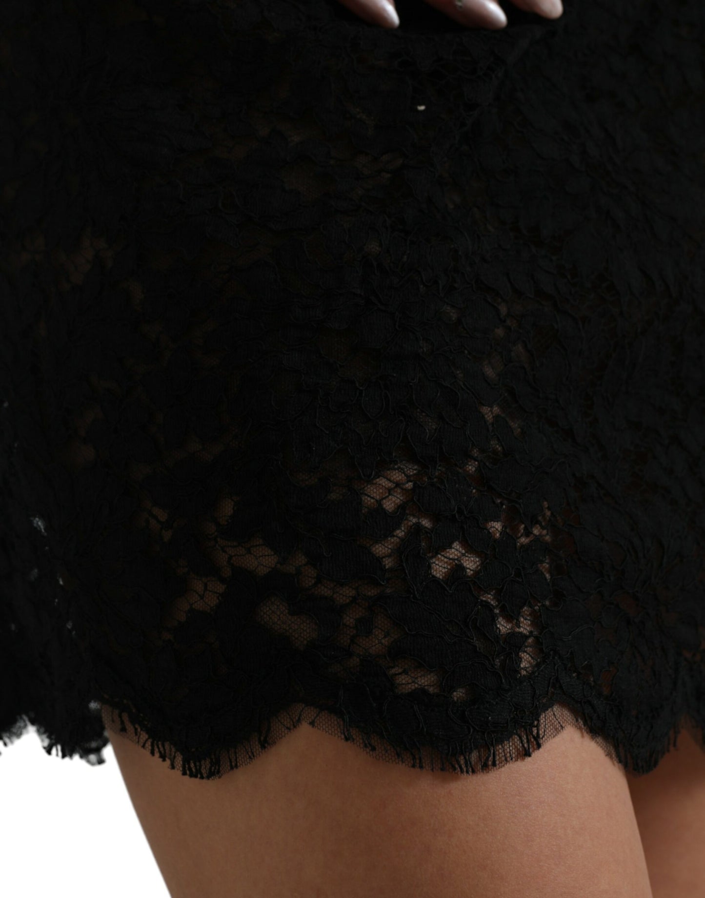 - Elegant Black Floral Lace Sheath Mini Dress