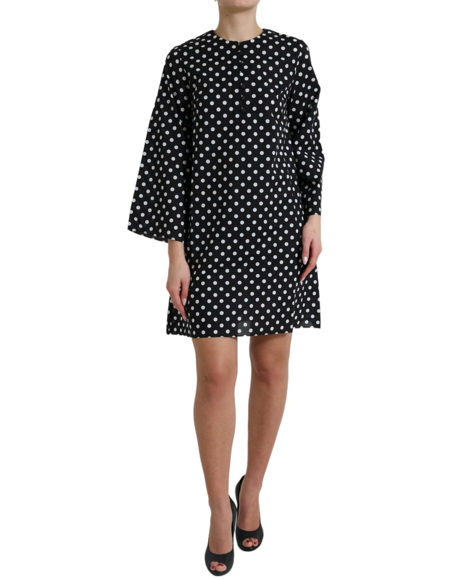 - Elegant Polka Dot Shift Mini Dress