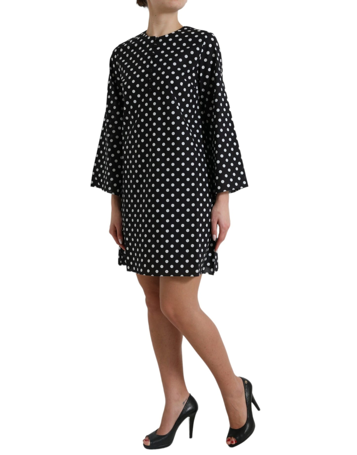 - Elegant Polka Dot Shift Mini Dress
