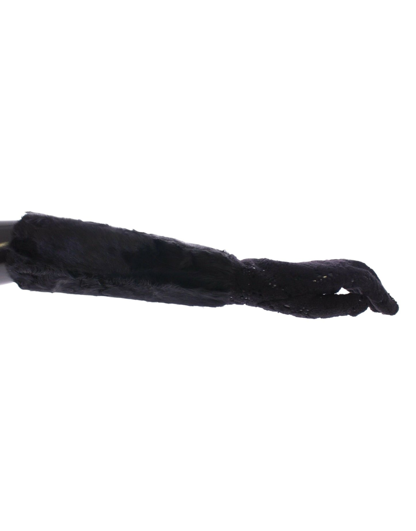 - Black Wool Lace & Lamb Fur Elbow Gloves