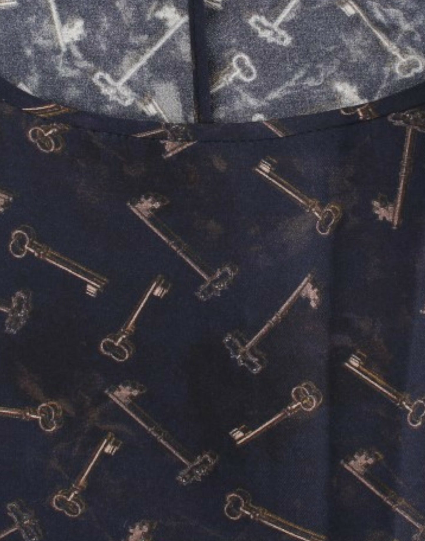 - Enchanted Sicily Silk Blouse with Gold Keys Print