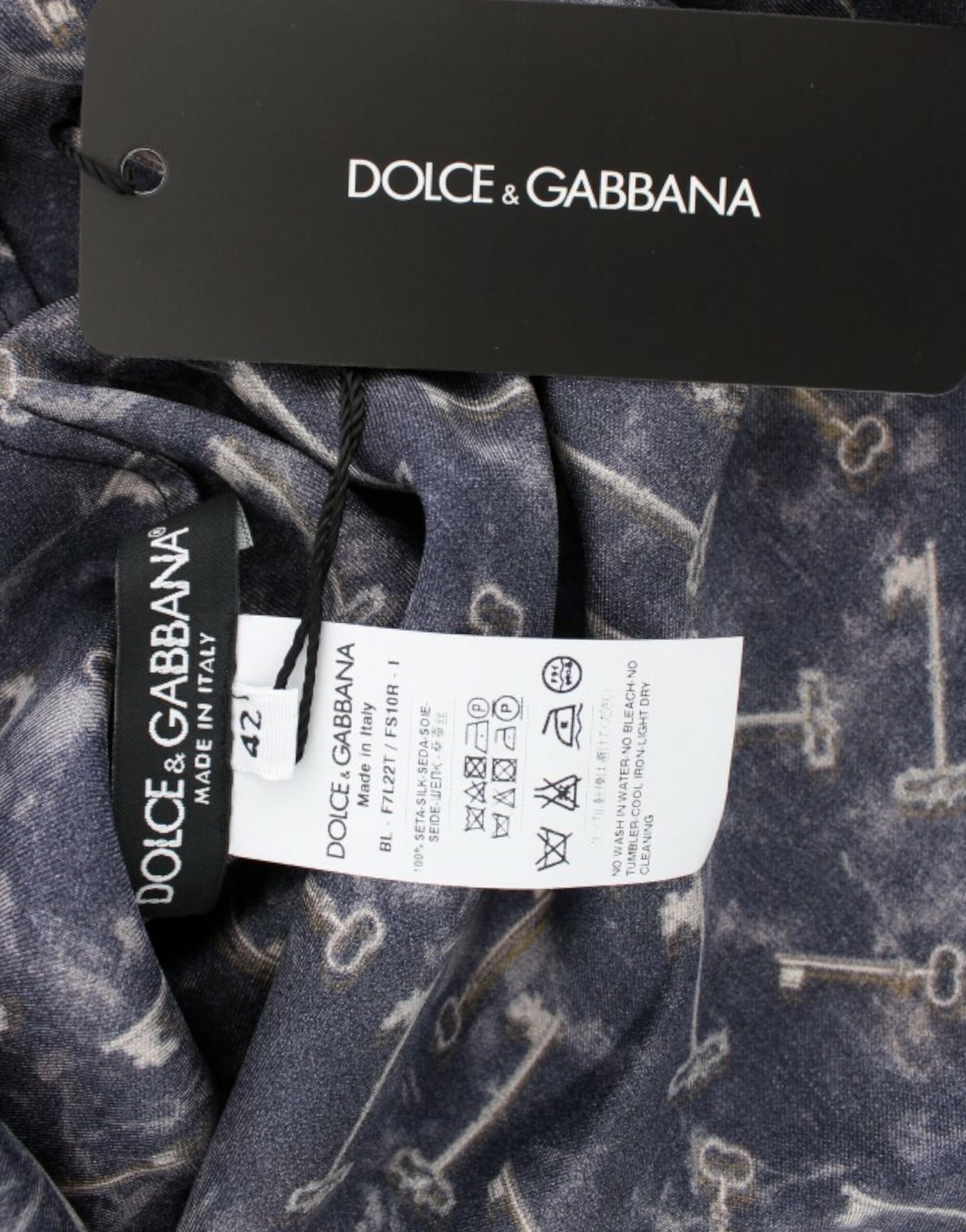 - Enchanted Sicily Silk Blouse with Gold Keys Print