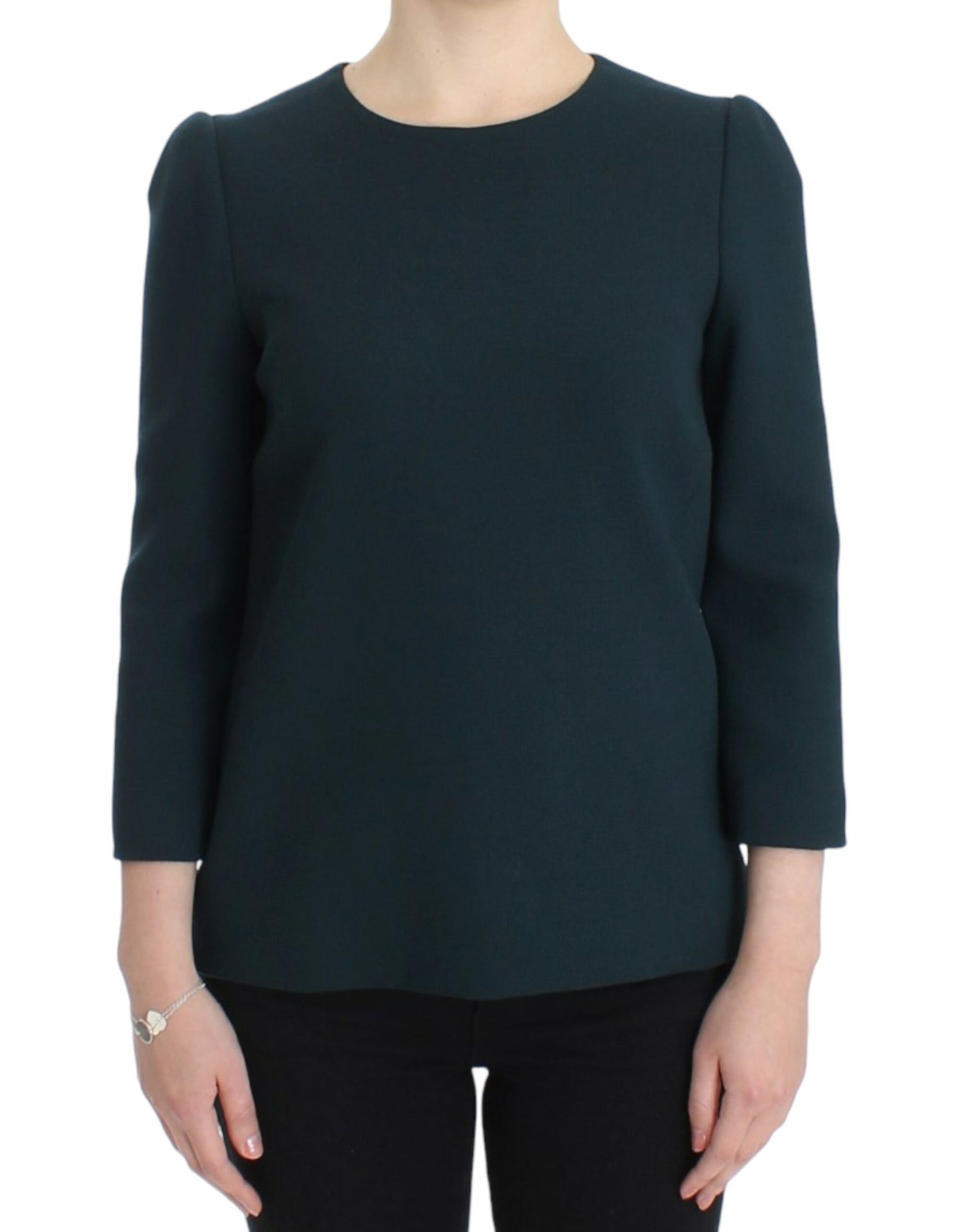 - Enchanted Sicily Green Wool Silk Blend Blouse
