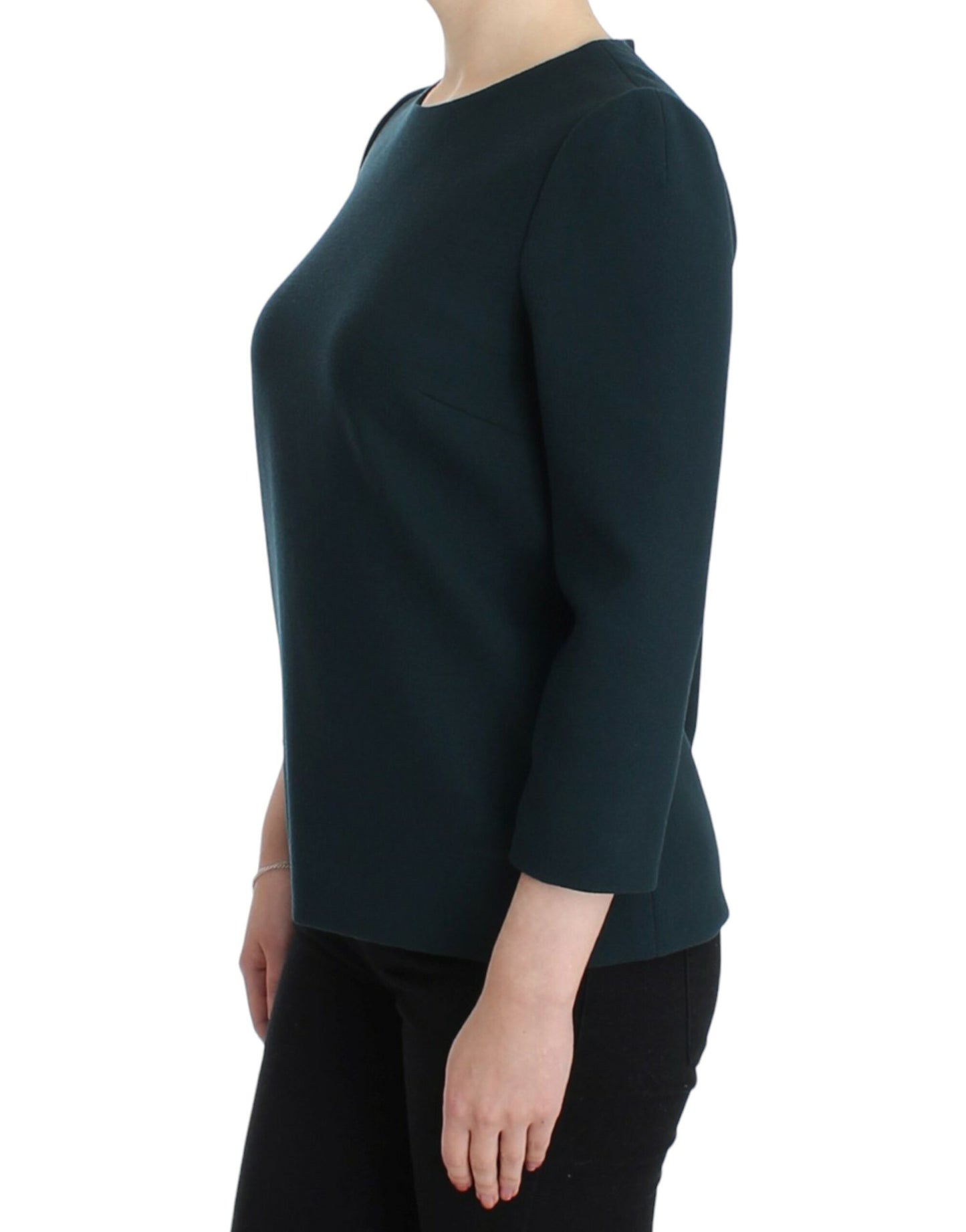 - Enchanted Sicily Green Wool Silk Blend Blouse