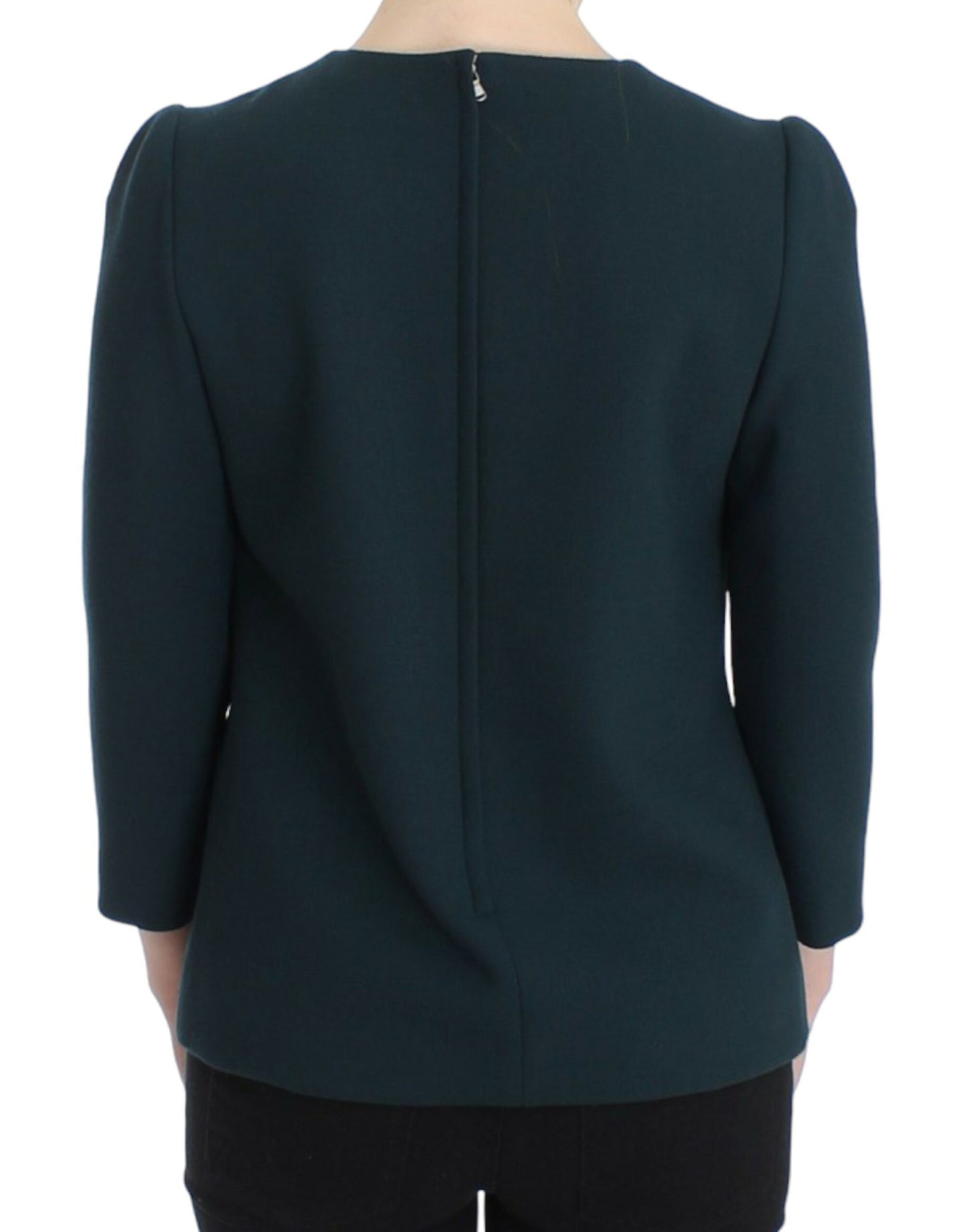 - Enchanted Sicily Green Wool Silk Blend Blouse