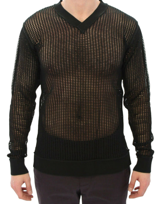 - Elegant V-Neck Dark Green Knitted Sweater