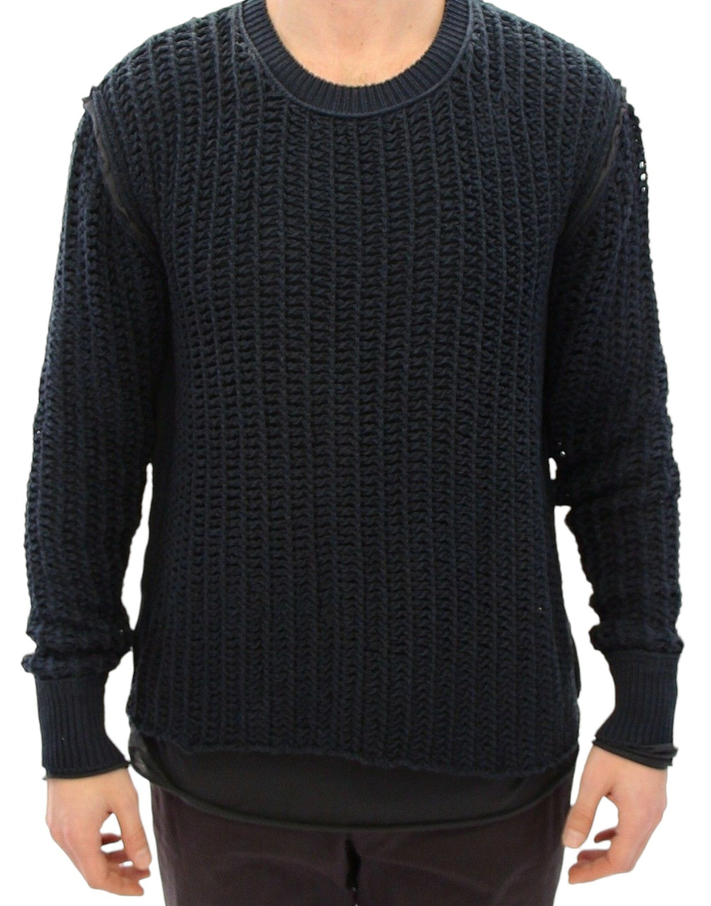 - Elegant Blue and Black Layered Sweater