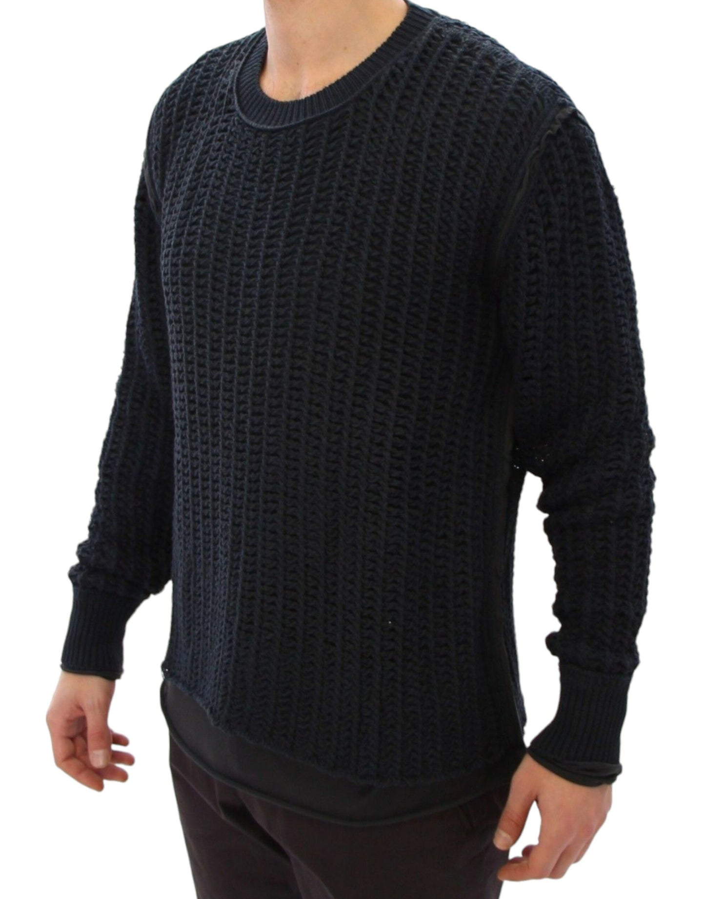 - Elegant Blue and Black Layered Sweater