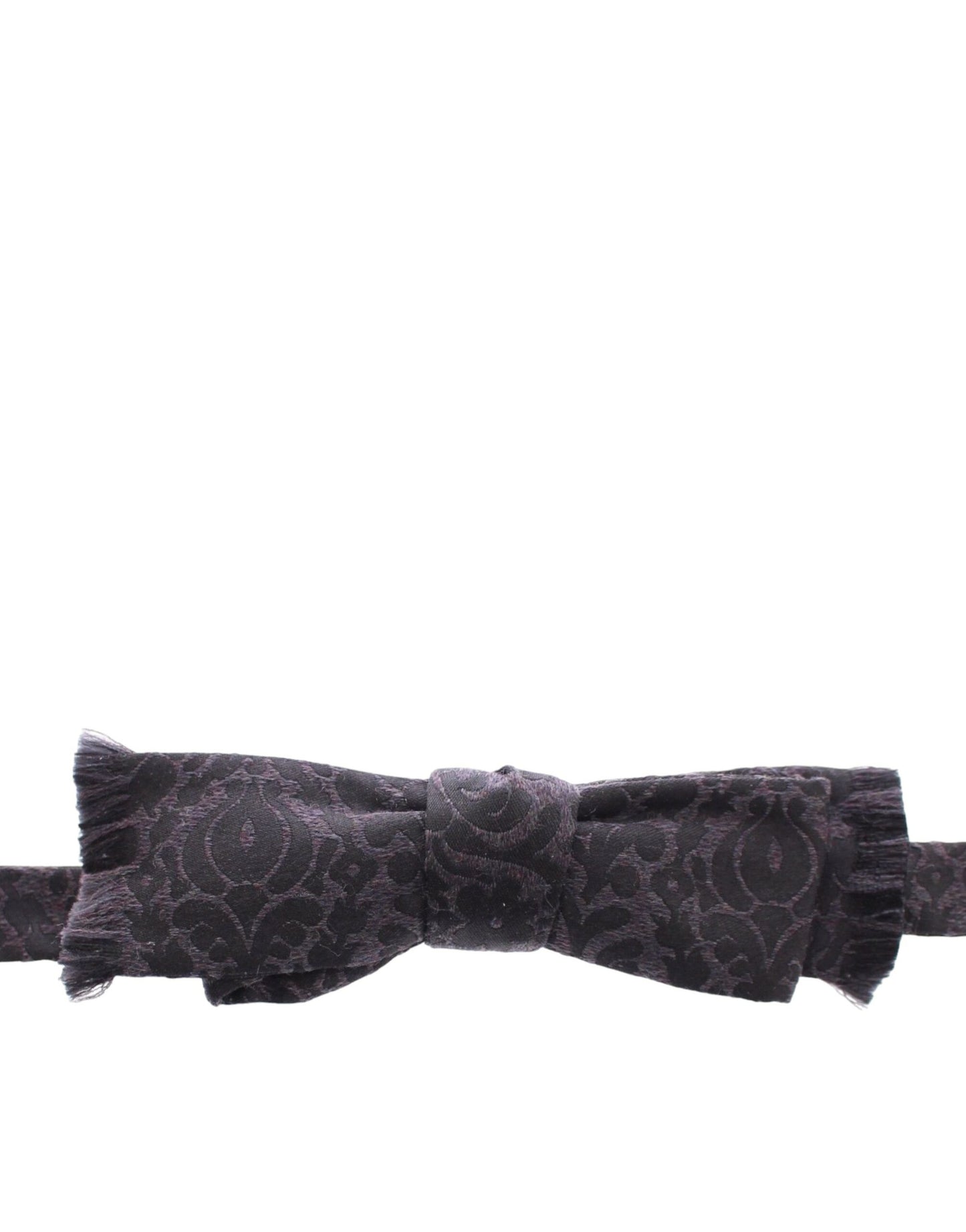 - Elegant Black Paisley Silk-Wool Blend Bow Tie