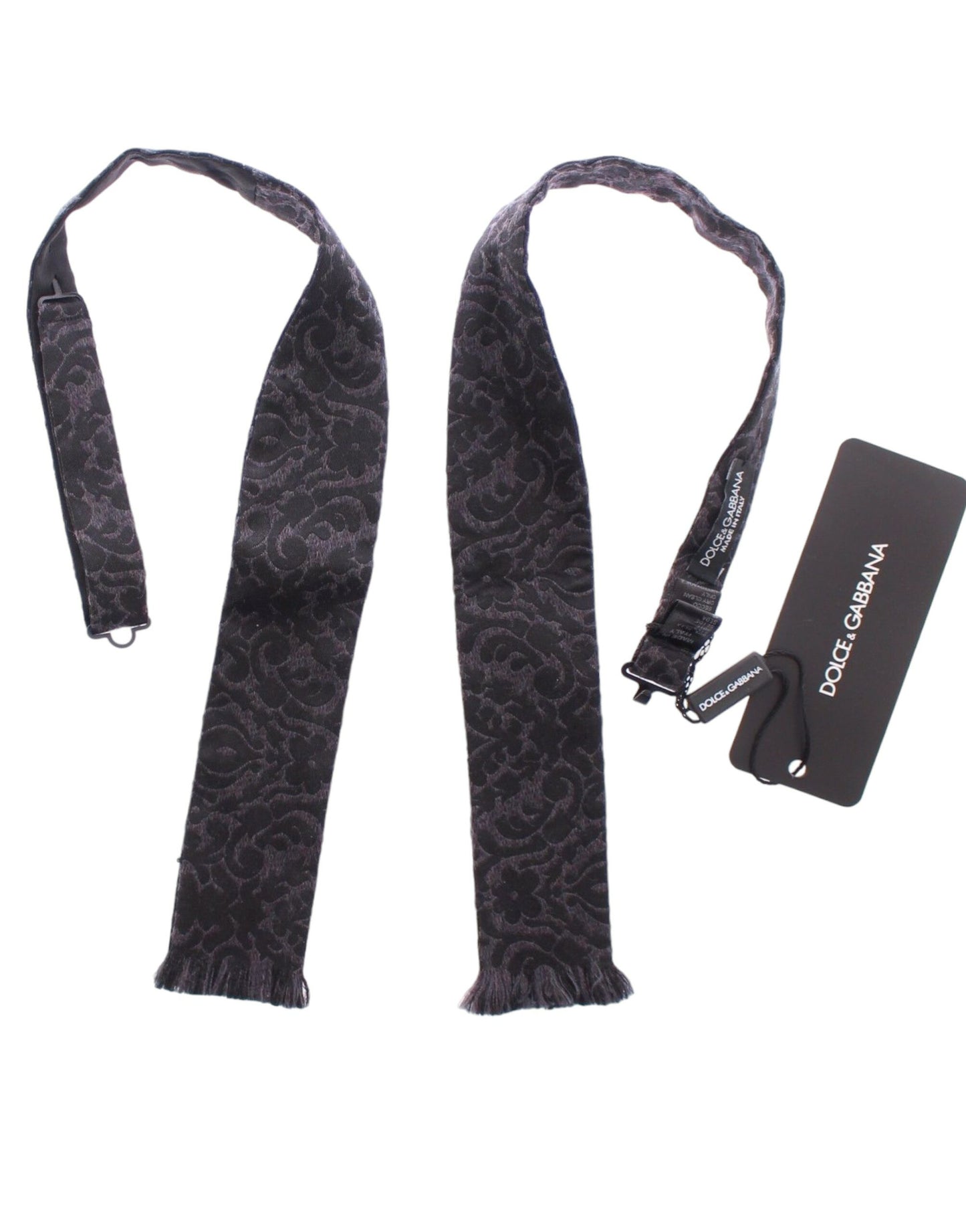 - Elegant Black Paisley Silk-Wool Blend Bow Tie